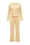 Sarı %100 Pamuklu Puantiye ve Kalpli Örme Pijama Takımı THMAW25PT00039 - 6