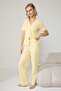 Sarı %100 Pamuklu Fırfırlı Pointel/Fitilli Örme Pijama Takımı THMAW27PT00031 - 2