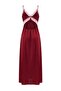 Bordo-Pembe Dantelli Sırt Detaylı İp Askılı Saten Dokuma Gecelik THMSS24GC00003 - 8