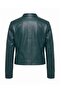Petrol Yeşil Fitted Kalıp Suni Deri Biker İnce Ceket Mont TWOAW26MO00085 - 8