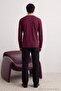 Antrasit Melanj-Bordo 2'li Paket %100 Pamuk Uzun Kol Regular/Normal Kesim T-Shirt TMNAW24TS00001 - 4
