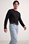 Black Regular/Comfortable Fit Waffle Textured Knitted Sweatshirt Tmnaw27Sw00011 - 4