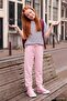 Pink Girls' Plain/Basic Jogger Thick Non-Embossed Knitted Sweatpants Tkdaw27Ea00005 - 3