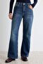 Premium Mavi DÖKÜMLÜ Yüksek Bel Bilek Boy Wide Leg Jeans TWOAW27JE00078 - 5