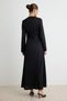 Black Brooch Detail Satin A-line Woven Modest Evening Dress TCTSS26DB00010 - 4