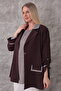 Plus Size (50-56) Jacket Collar Single Button Long Sleeve Two-Piece Suit Women's Blouse - 2
