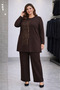 Women's middle-aged and older plus size stone embellished mother's tunic and pants set 1425 - 2