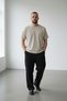 Men's Beige Stripe Detailed Crew Neck Crepe T-Shirt - 2