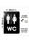 Wc Women-Men Double Sided - Side Mounted Directional Sign 20X30Cm - Black Plexiglass - 2