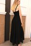 Women's Black Back Guiped Strap Long Natural Dress - 2