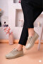 Orthopedic Sole Daily Soft Comfortable Women's Leather Lace-Up Perforated Ballet Flats - 3