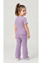 Girl's Stoned Bow Detailed Ribbed Spanish Style Pants 2-Piece Top and Bottom Set - 4