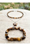 Natural Stone Tiger's Eye 3-Piece Set Necklace Bracelet Combination Valentine's Day Gift - 2