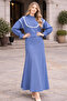 2078 Double Suit with Knit Detail on the Collar Blue - 3