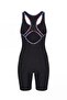 Women's Long Shorts Swimsuit Colorful Piping Black (with Breast Pad) - 2