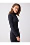 Black Slim Fit High Neck Long Sleeve Knitted Blouse