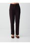 Plum Narrow Leg Regular Waist Metal Detailed Woven Trousers - 3
