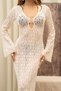 Caroline Lace Beige Long Dress - 5