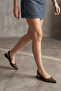 Women's Pointed Toe Open Back Thick Banded Elastic Daily Ballerinas Venga Brown Suede - 2