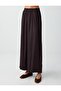 Bitter Brown High Waist Wide Leg Satin Long Woven Trousers - 3