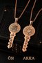 Women's and Men's Key Model Dual Copper Pendant with Seal of Solomon, Vav and Elif, Ya Hafiz, Allah Word, Celcelütiye, Kıtmir, Nal-I Şerif