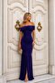 Off Shoulder Ruched Slit Purple Long Evening Dress 582601 - 2