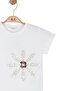 Nk girl's short sleeve basic t-shirt with beaded detail, ages 4-8, ecru - 2