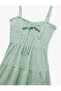 Lace Detailed Sweetheart Neck Sleeveless A-Line Embroidered Tiered Mini Dress - 5