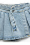 Cotton Pocket Belt Detailed Denim Shorts Skirt - 3