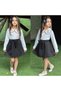 Daisy Embroidery Detailed Buckle Skirted Top and Bottom Girls' Set - 3