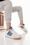 Women's White Navy Blue Thermo Sole Striped Lace-Up Sports Shoes - 3
