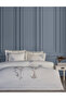 Lavinya Embroidered Cotton Satin Duvet Cover Set - Blue
