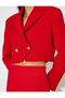 Asymmetrical Double-Breasted Crop Blazer Jacket - 5