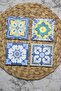 Printed Natural Stone Coasters Set of 4 10x10x1 Cm