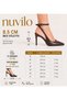 Black Leather Belt 8.5 cm Pointed Toe Stiletto Thin Heels Women's Shoes - 2