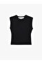 Cotton Slim Fit Crew Neck Sleeveless Blouse with Back Detail - 4