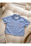 Girl's Stoned Woven Blue Shirt & Wide-Leg Stoned Jeans Set Special Occasion Holiday Special - 6