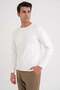 Comfort Fit Embroidered Front Cotton Crew Neck Long Sleeve Ecru T-Shirt Ts 920 - 4