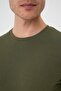 Slim Fit Ribbed Woven Cotton Long Sleeve Khaki T-Shirt Ts 887 - 7