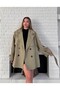 Women's Belt Detailed Short Trench Coat Khaki - 2