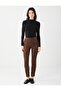 Dark Brown Skinny Leg Regular Waist Leopard Print Trousers