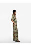 Viscose Lace-Up Round Neck Watermelon Sleeve Floral Oversize Blouse