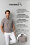 Men's Shirt Collar Cotton Mercerized Self-Patterned Jacquard Classic Fit Stone T-Shirt - 5108 - 7