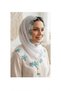 Needle-Embroidered White Color Prayer Mat with Prayer Beads