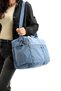 Unisex Large Size Blue Color Water Resistant Crinkle Fabric Travel Bag with Crossbody and Shoulder Strap - 4