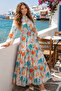 Patterned Hijab Dress Turquoise 578 - 3