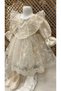 Baby Girl Cream Lace Mevlüt Dress Set - 4-Piece Set with Shoes and Bandana 0-3 3-6 Months - 4