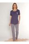 Women's T-Shirt Pants Pajama Set Comfortable Home Wear Long Bottom Women's Pajama Set 08-133 - 2