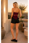 Women's Burgundy Strapless Slit Cross Lace Blouse Be397 - 2