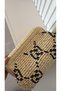 Branded Patterned Wicker Handbag Clutch Cream Color (37X20Cm) - 6